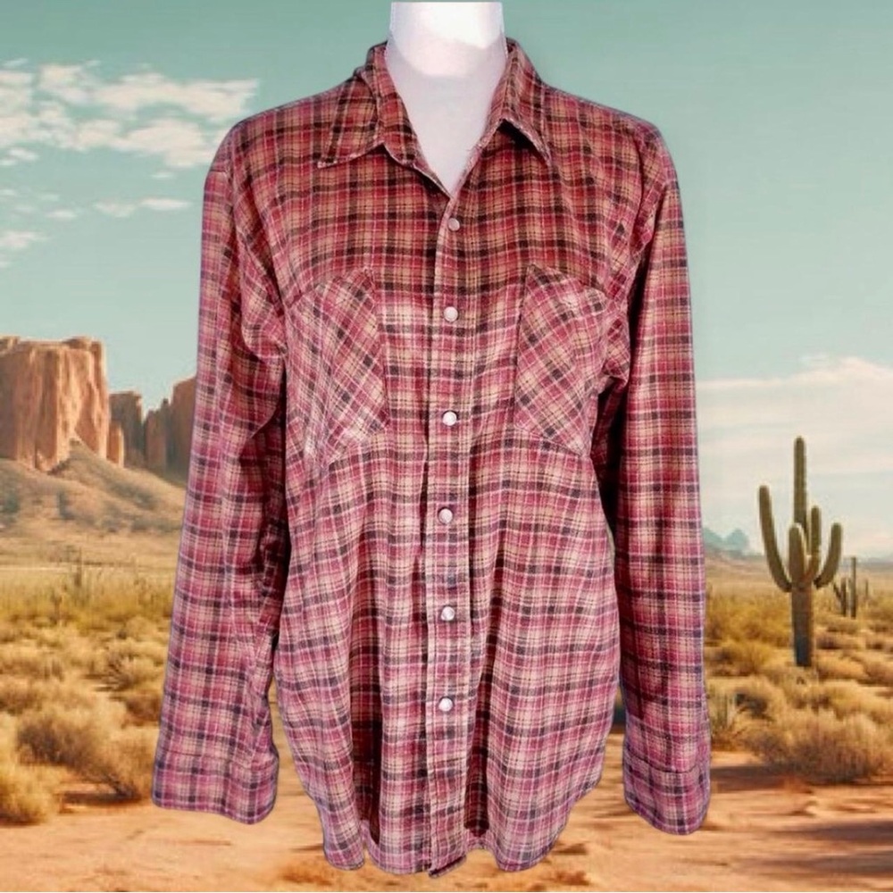 !Vintage 70’s Flannel Pearl Snap sz-M!!